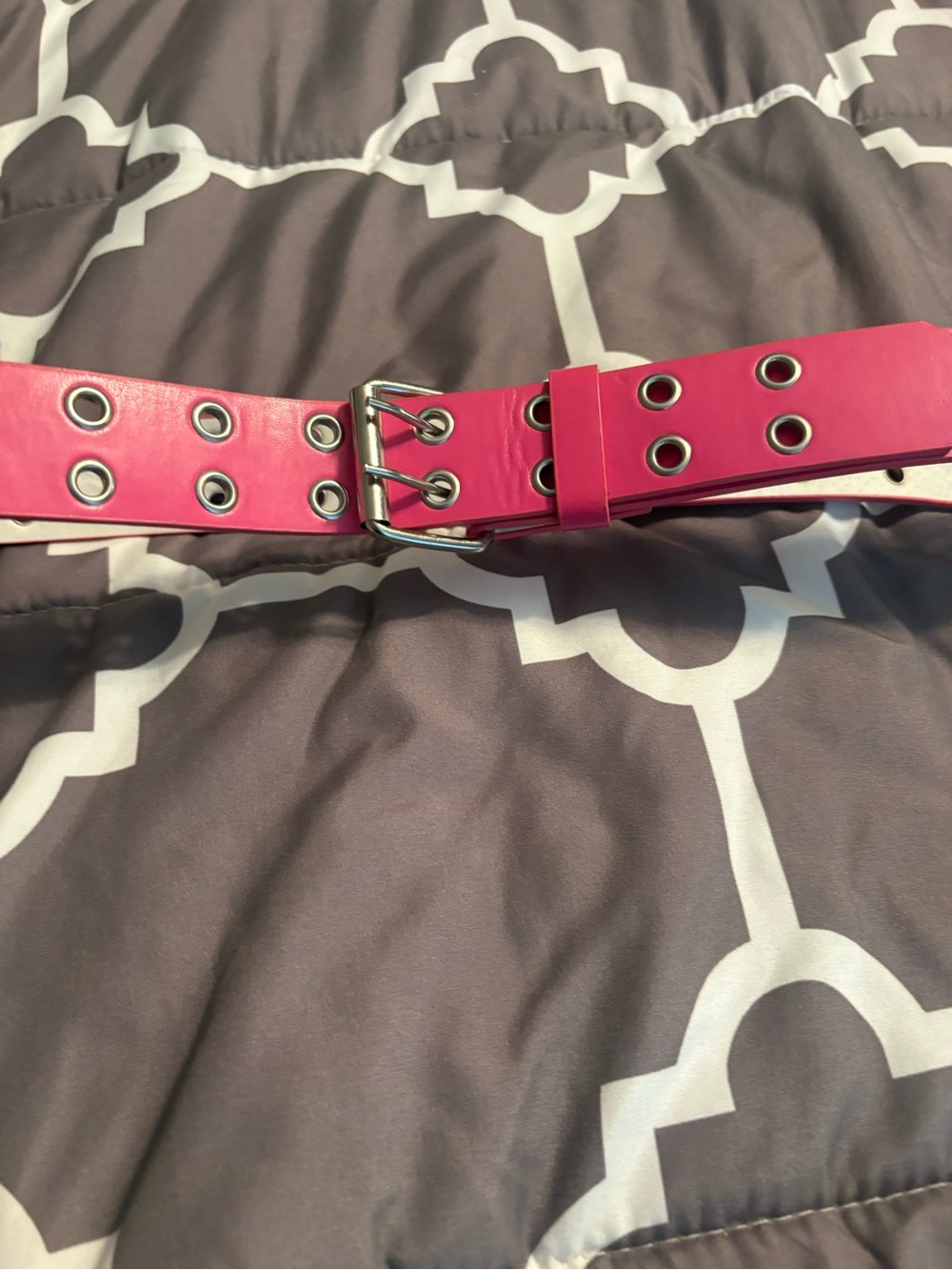 Women's Double-Prong Hot Pink Grommet leather Belt